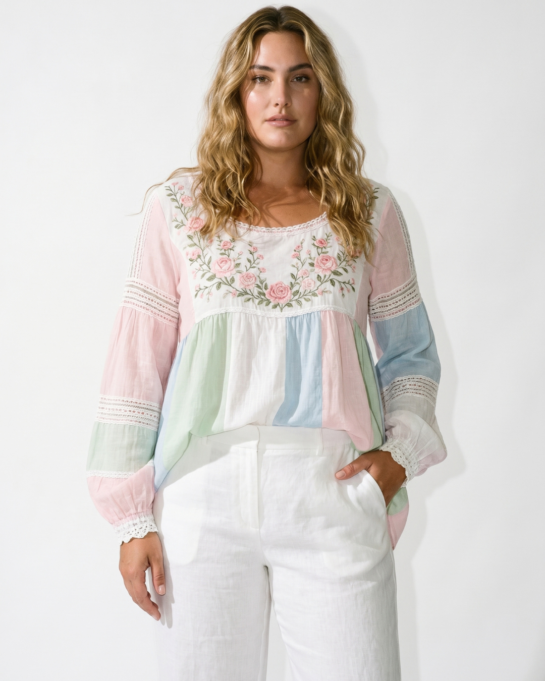 Valnera™| Blusa Fiorenza de Lino Bordada