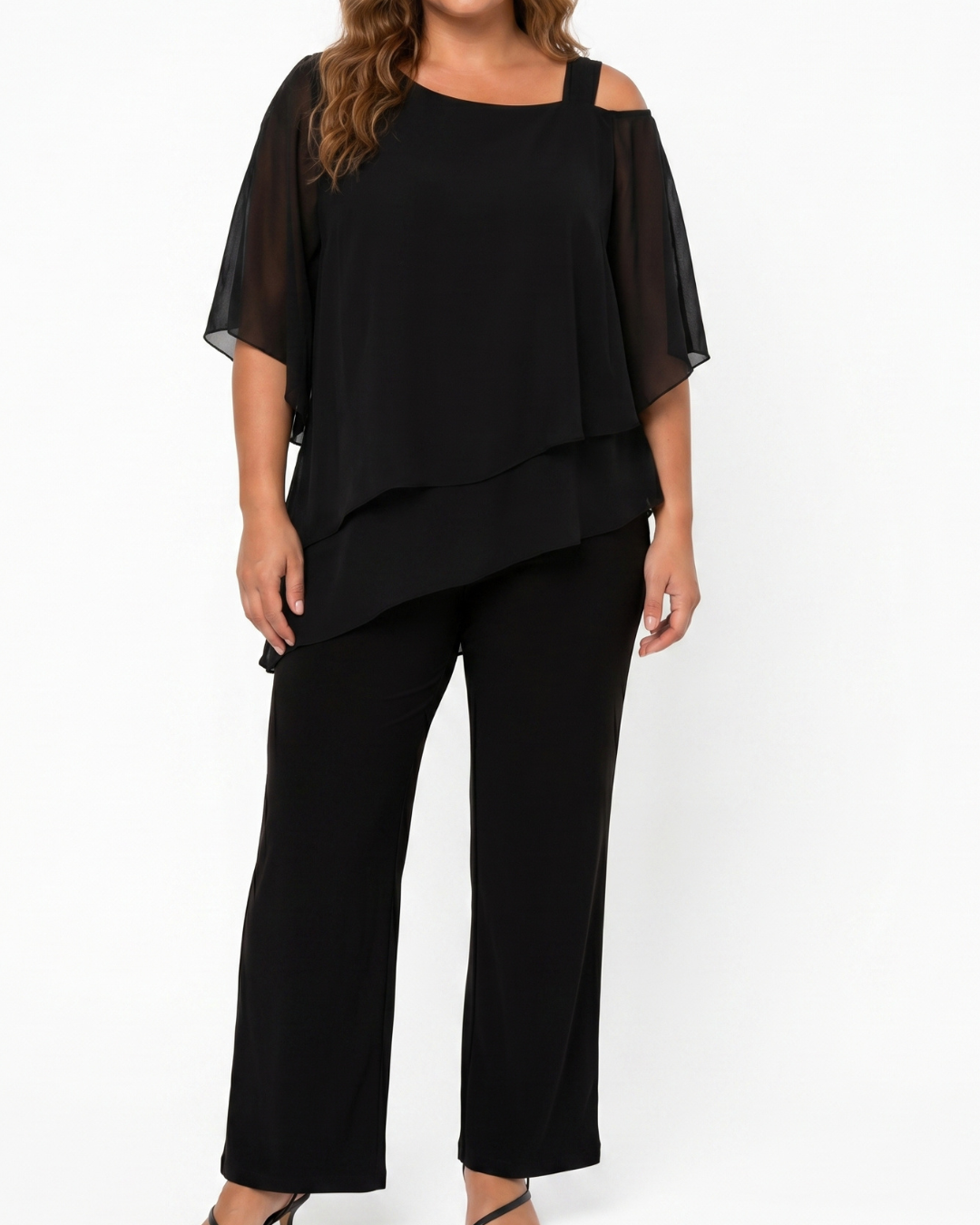 Valnera™| Conjunto Elegante Montéline de Pantalón Ancho y Top Manga Murciélago