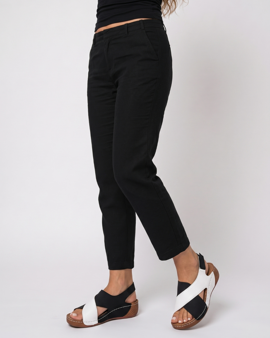Valnera™| Sandalias Blanco y Negro de Cuña Baja