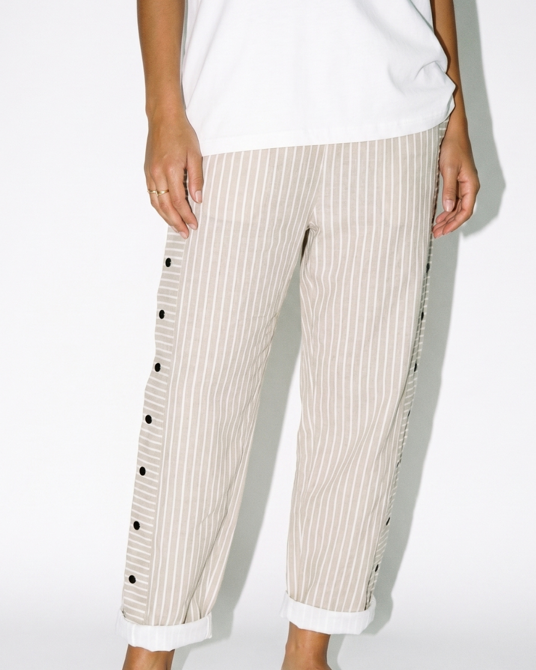 Valnera™| Pantalón Holgado de Lino con Rayas