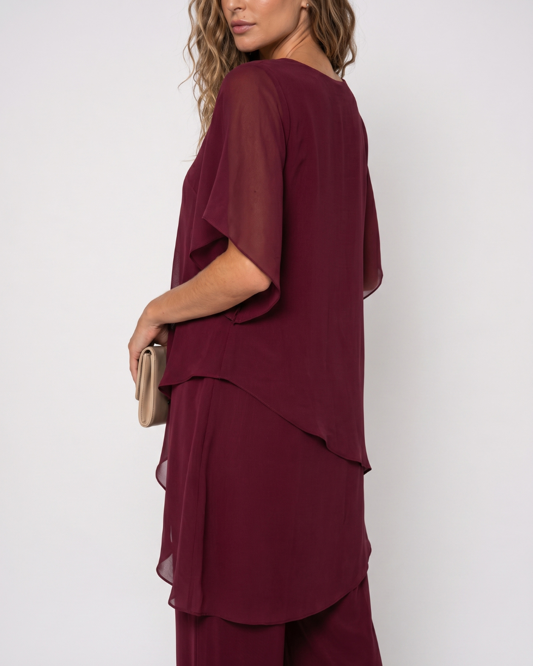 Valnera™| Conjunto Elegante Montéline de Pantalón Ancho y Capa con Volantes