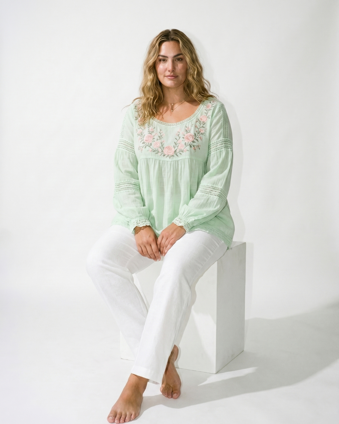 Valnera™| Blusa Fiorenza de Lino Bordada