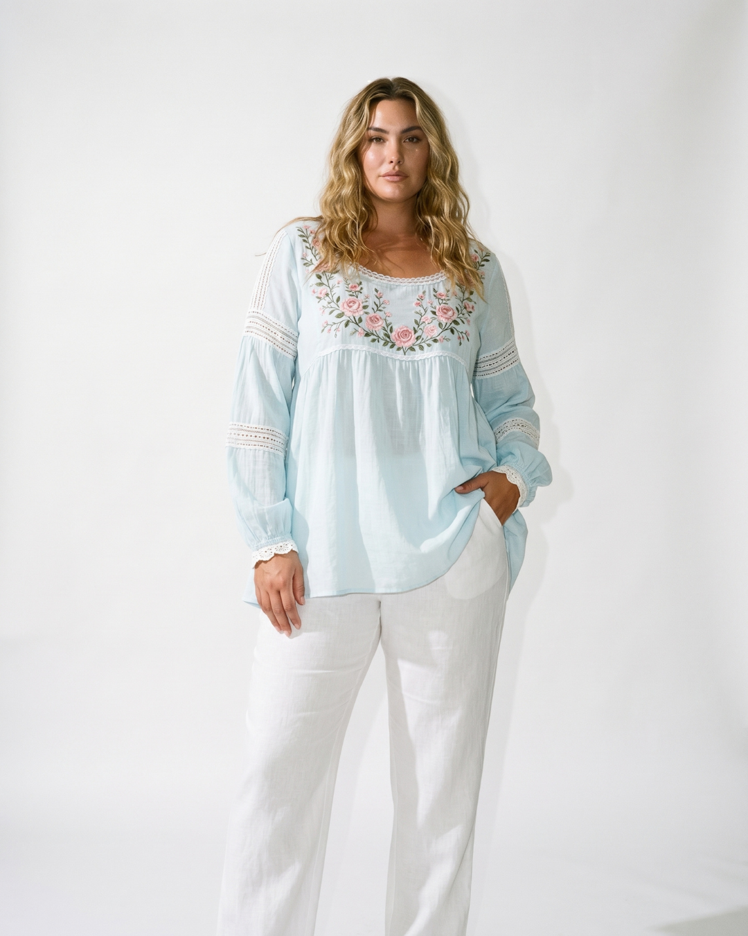 Valnera™| Blusa Fiorenza de Lino Bordada