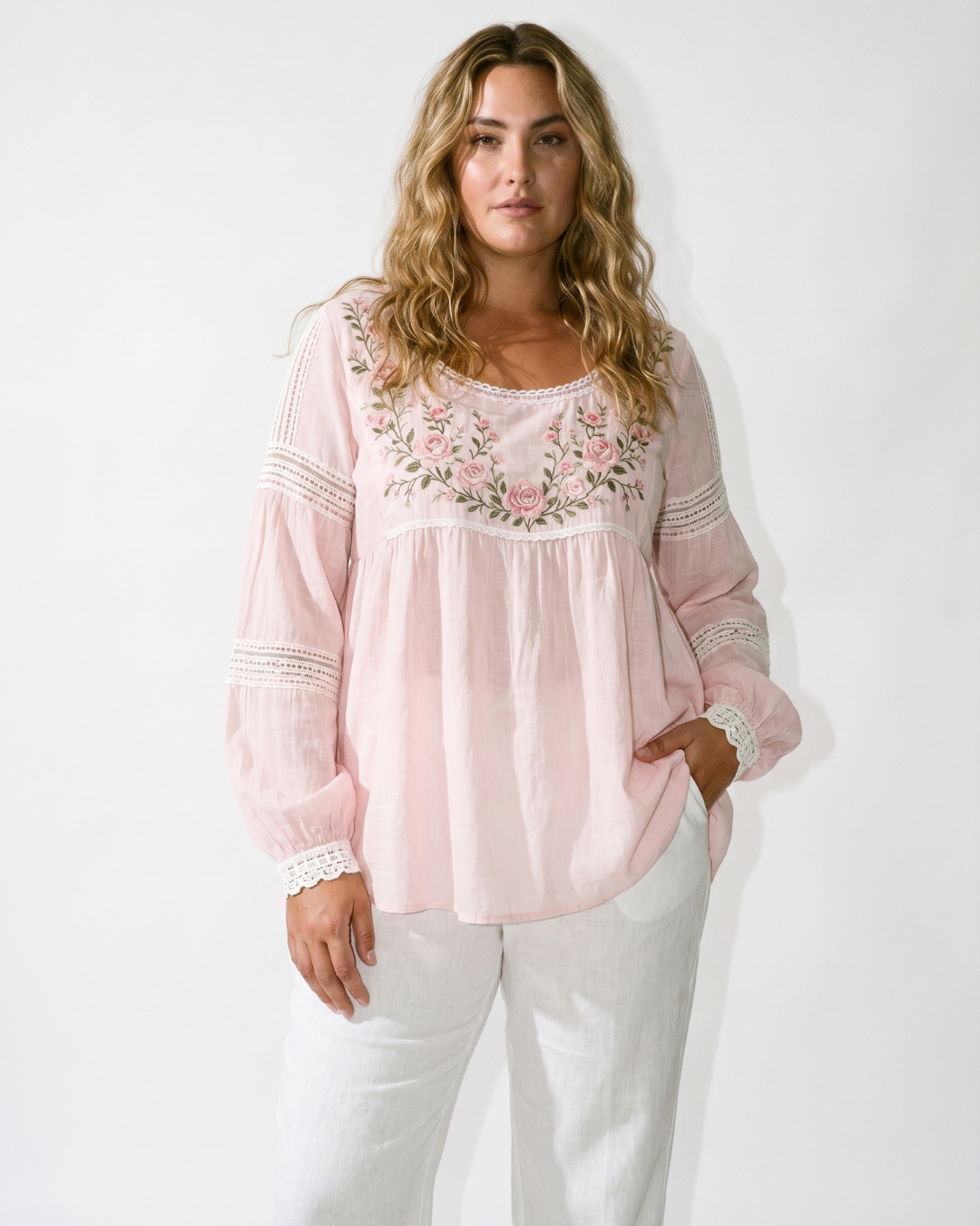 Valnera™| Blusa Fiorenza de Lino Bordada