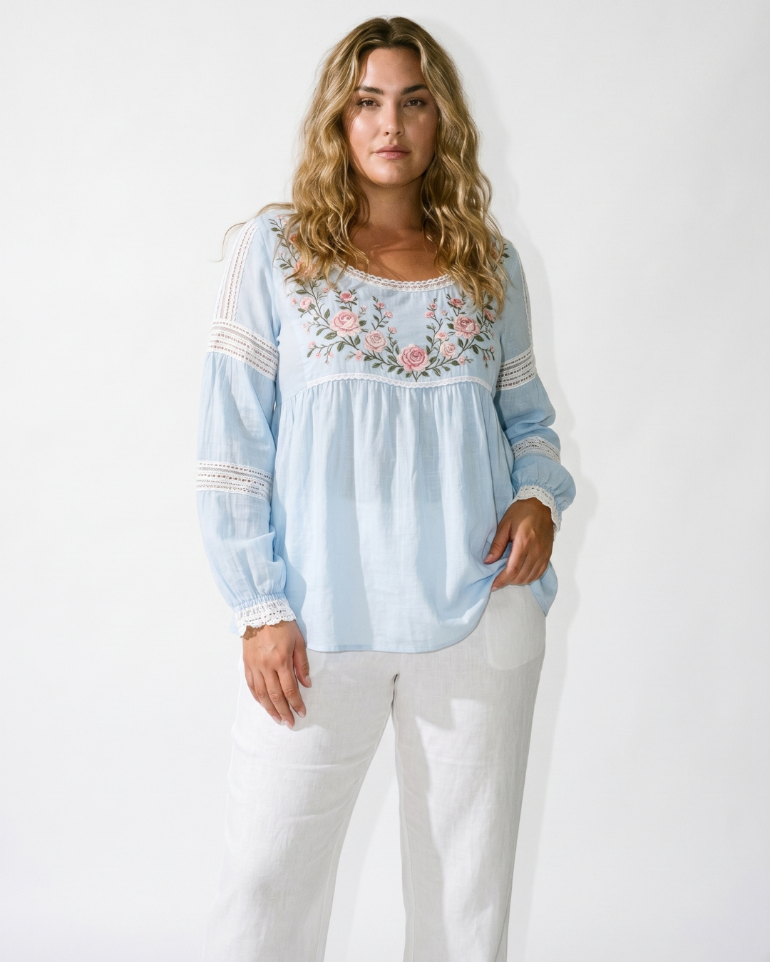 Valnera™| Blusa Fiorenza de Lino Bordada