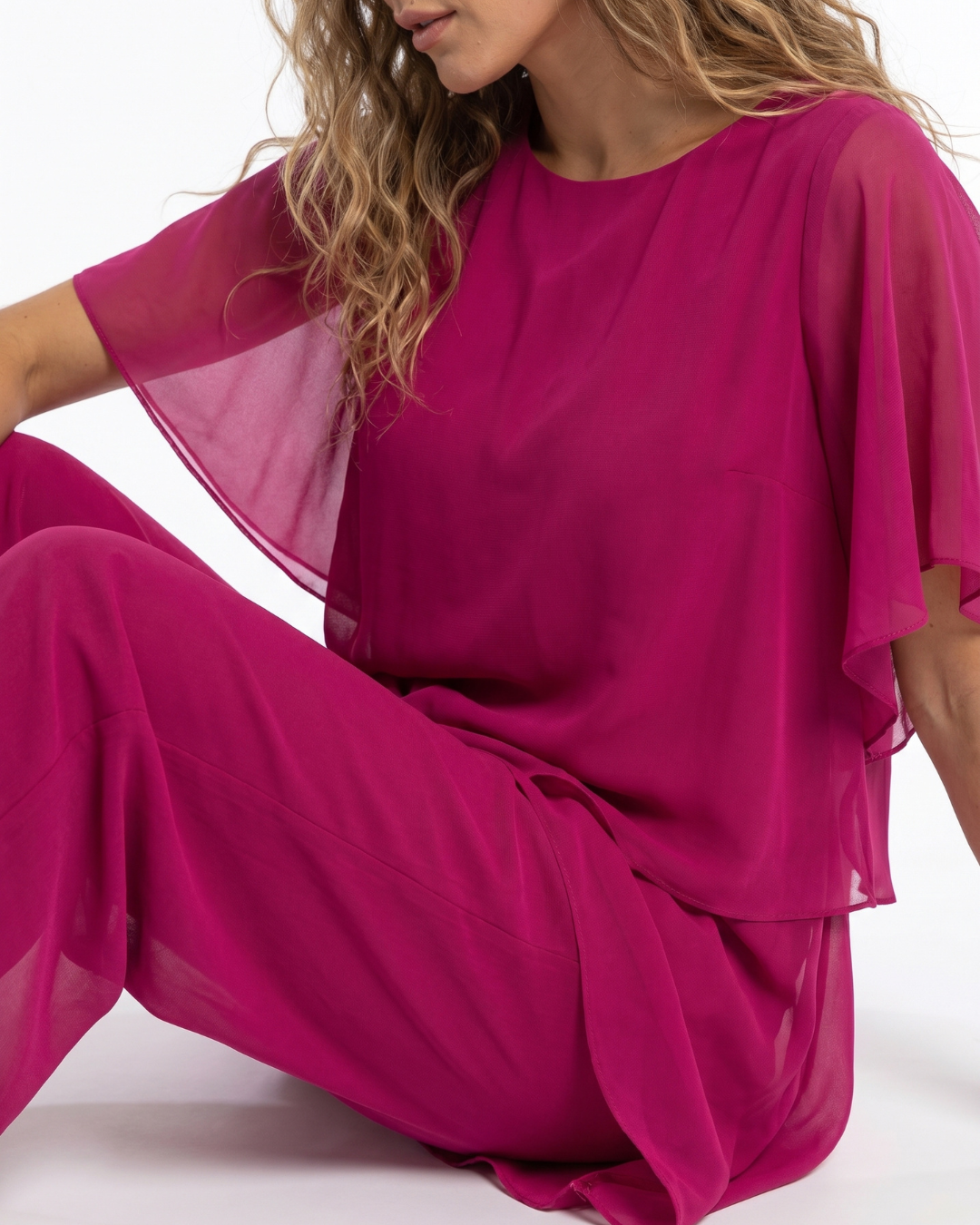 Valnera™| Conjunto Elegante Montéline de Pantalón Ancho y Capa con Volantes