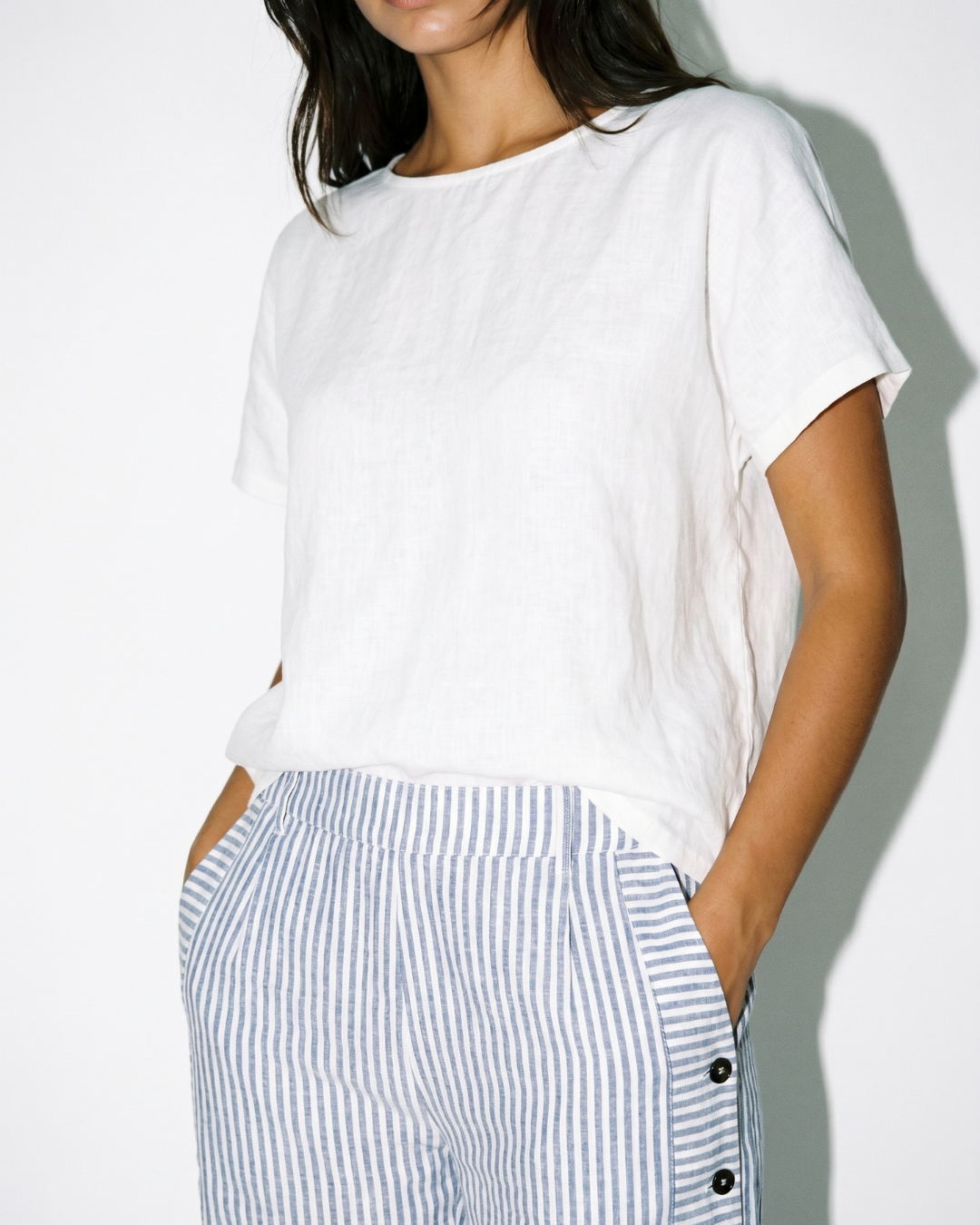 Valnera™| Pantalón Holgado de Lino con Rayas