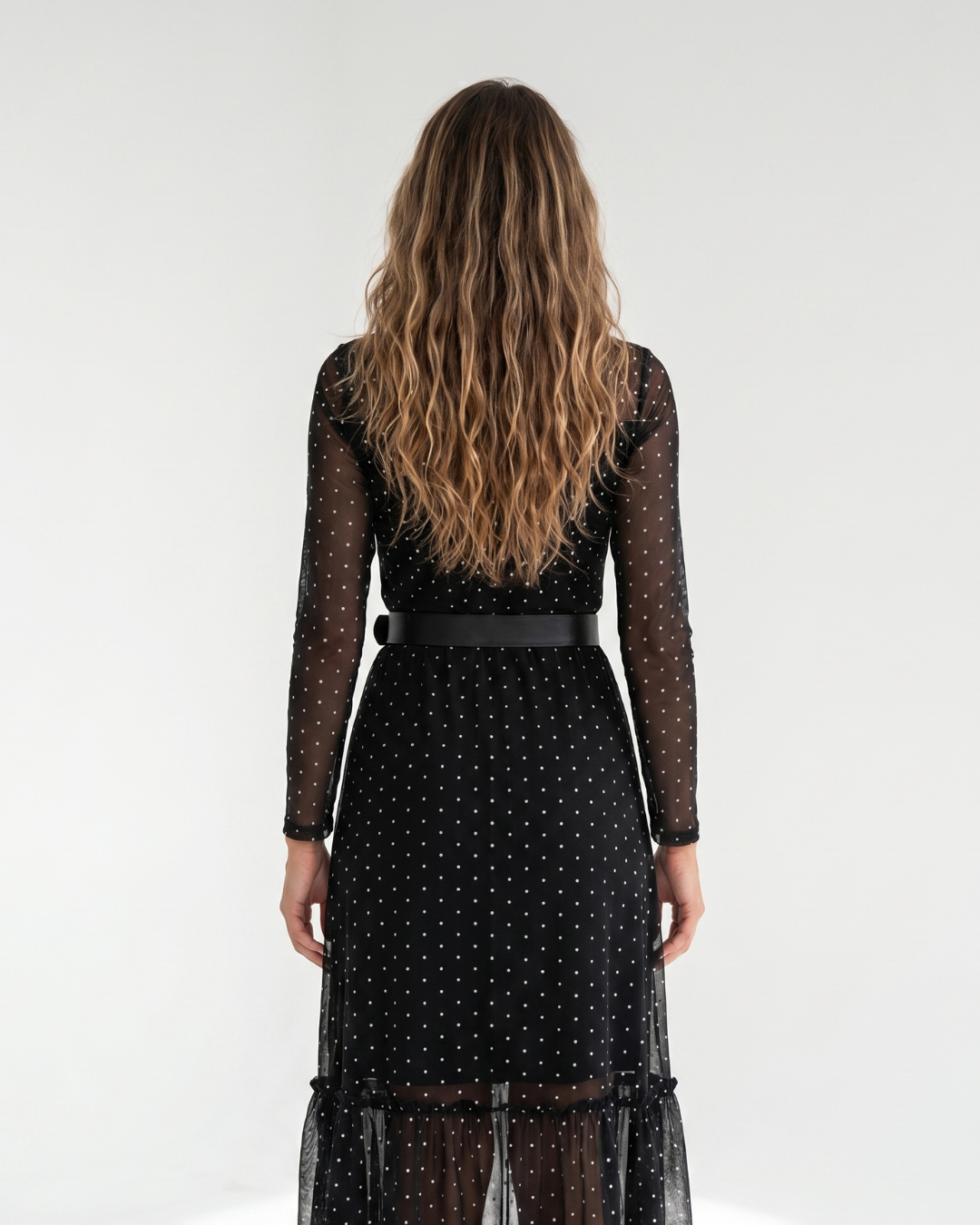 Valnera™| Elegante Vestido Midi de Lunares con Lazo en el Cuello
