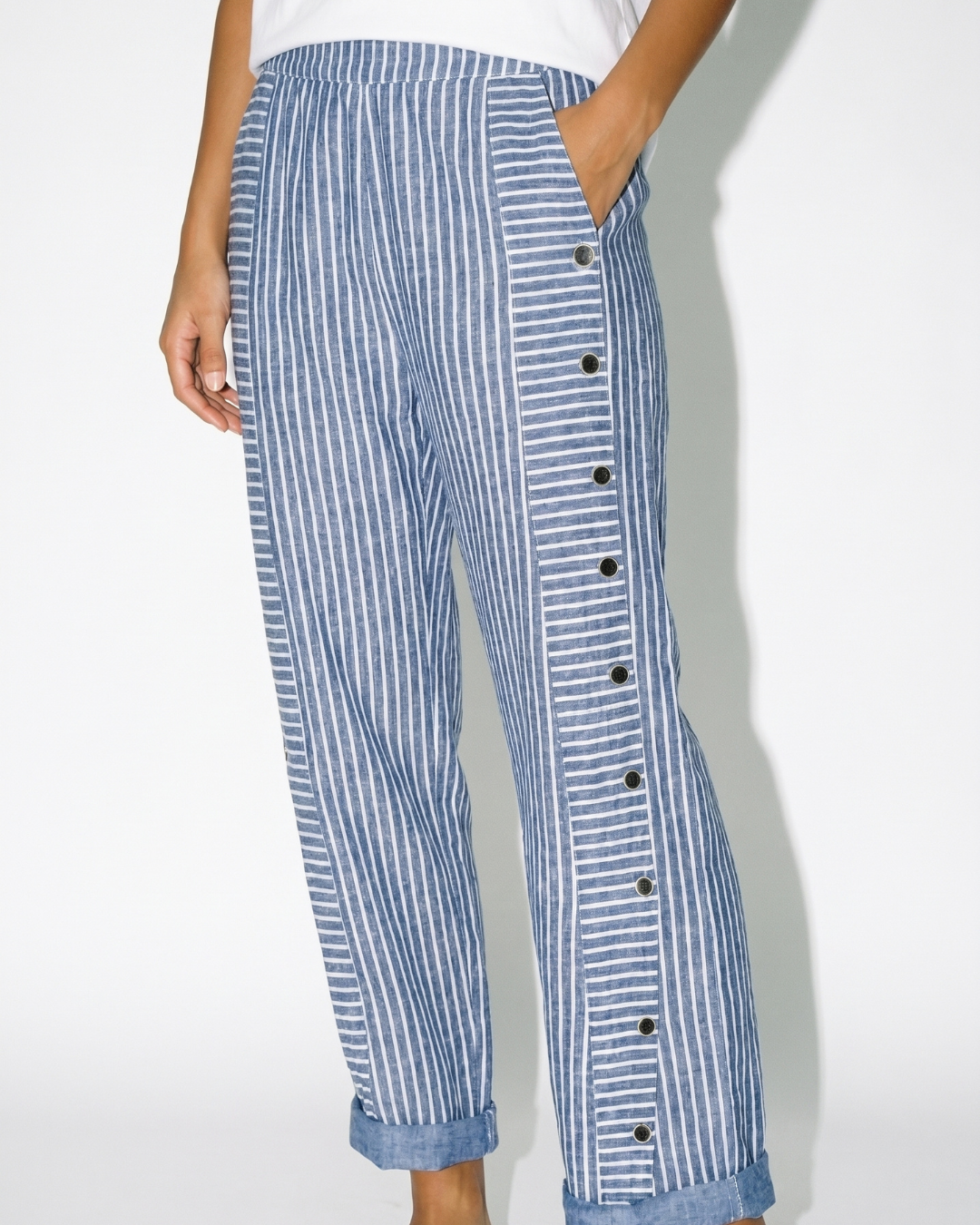 Valnera™| Pantalón Holgado de Lino con Rayas